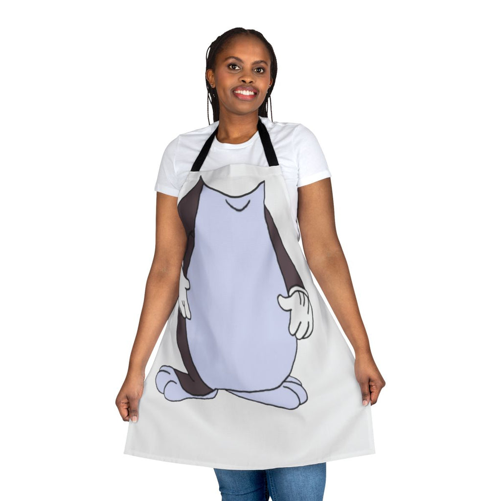 A black and white apron featuring the popular "Big Chungus" meme character.
