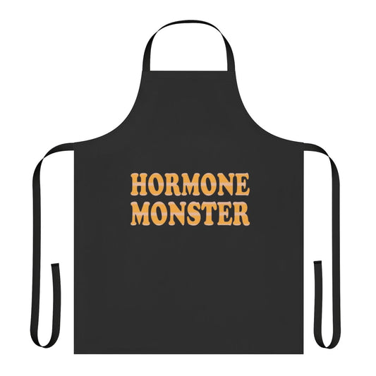 A Big Mouth-inspired apron featuring the Hormone Monster character, perfect for fans of the Netflix comedy series.