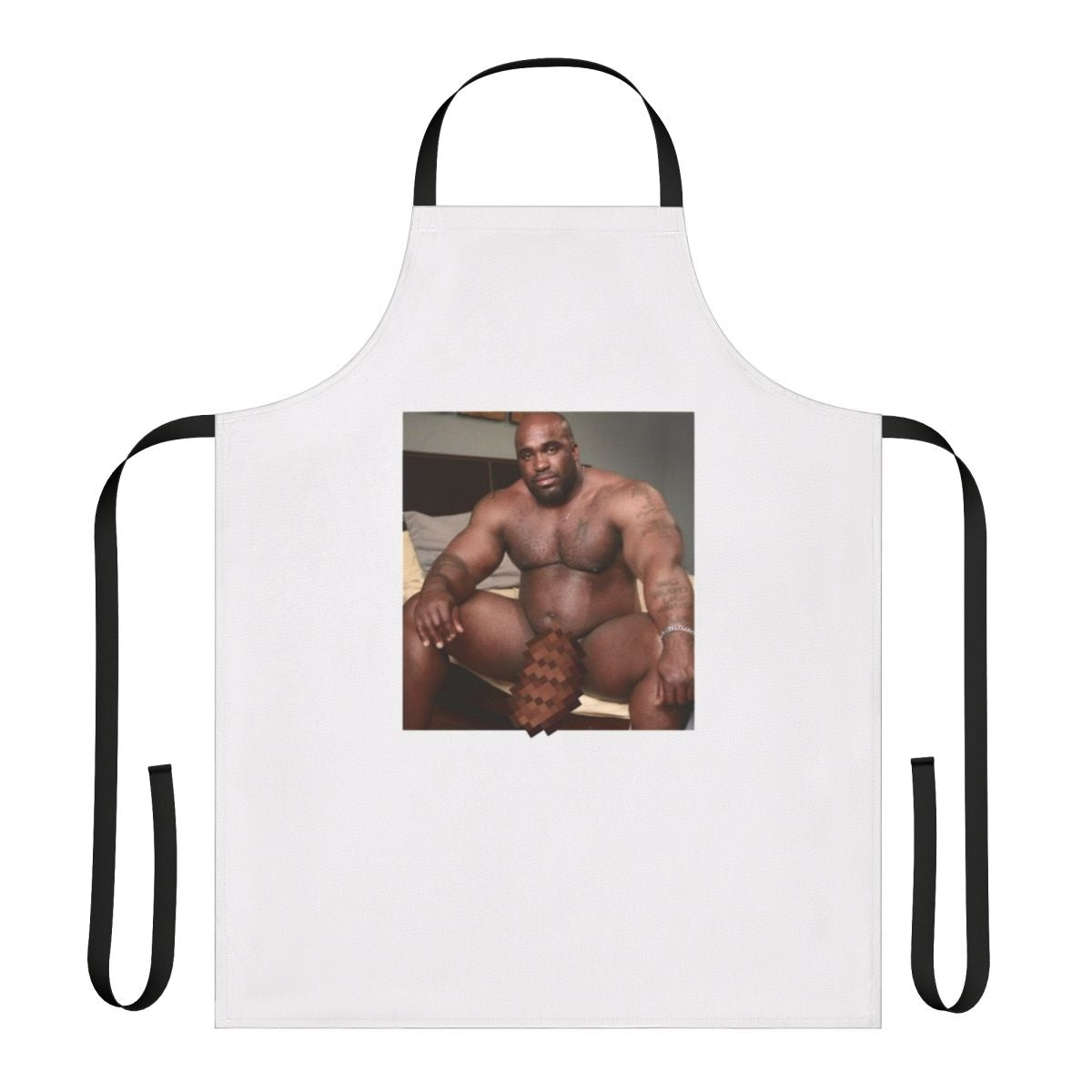 Black guy meme printed on a high-quality apron with a wood grain design