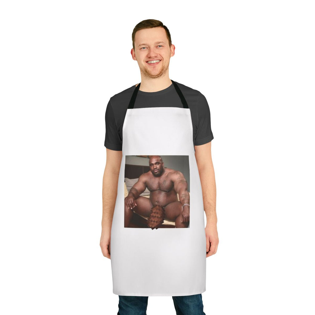 Black guy meme printed on a high-quality apron with a wood grain design