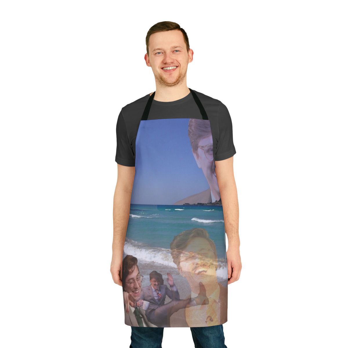 Colorful apron featuring an illustration of Brian David Gilbert, a popular YouTube personality known for his work on Polygon's Unraveled series.