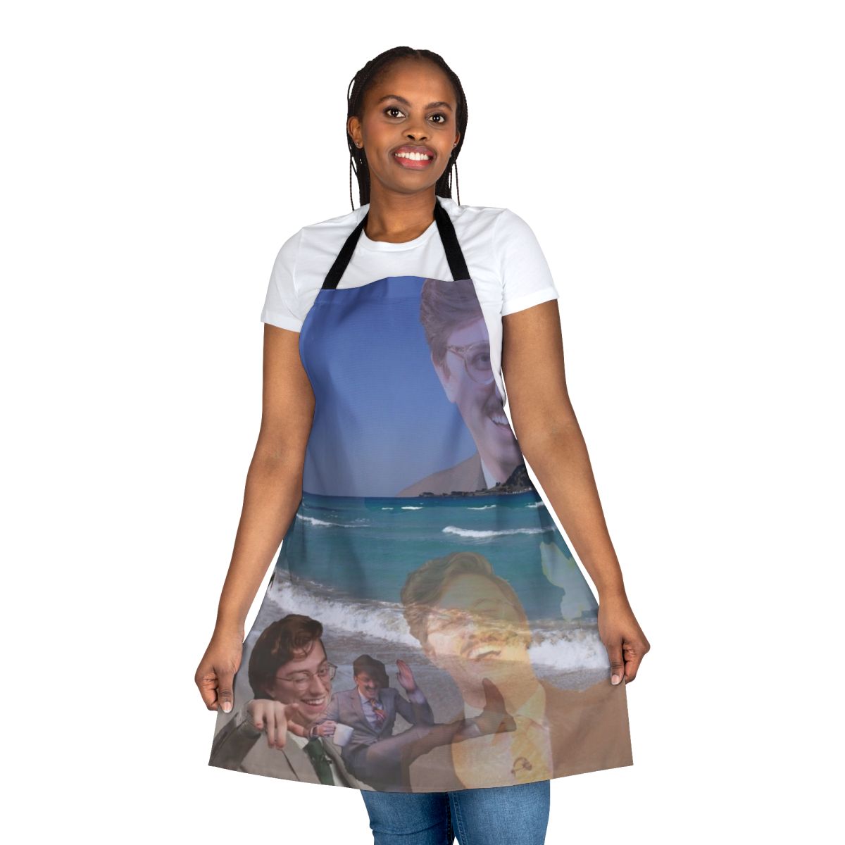 Colorful apron featuring an illustration of Brian David Gilbert, a popular YouTube personality known for his work on Polygon's Unraveled series.