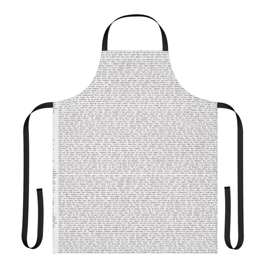 Apron featuring a cars movie script, meme, and text design