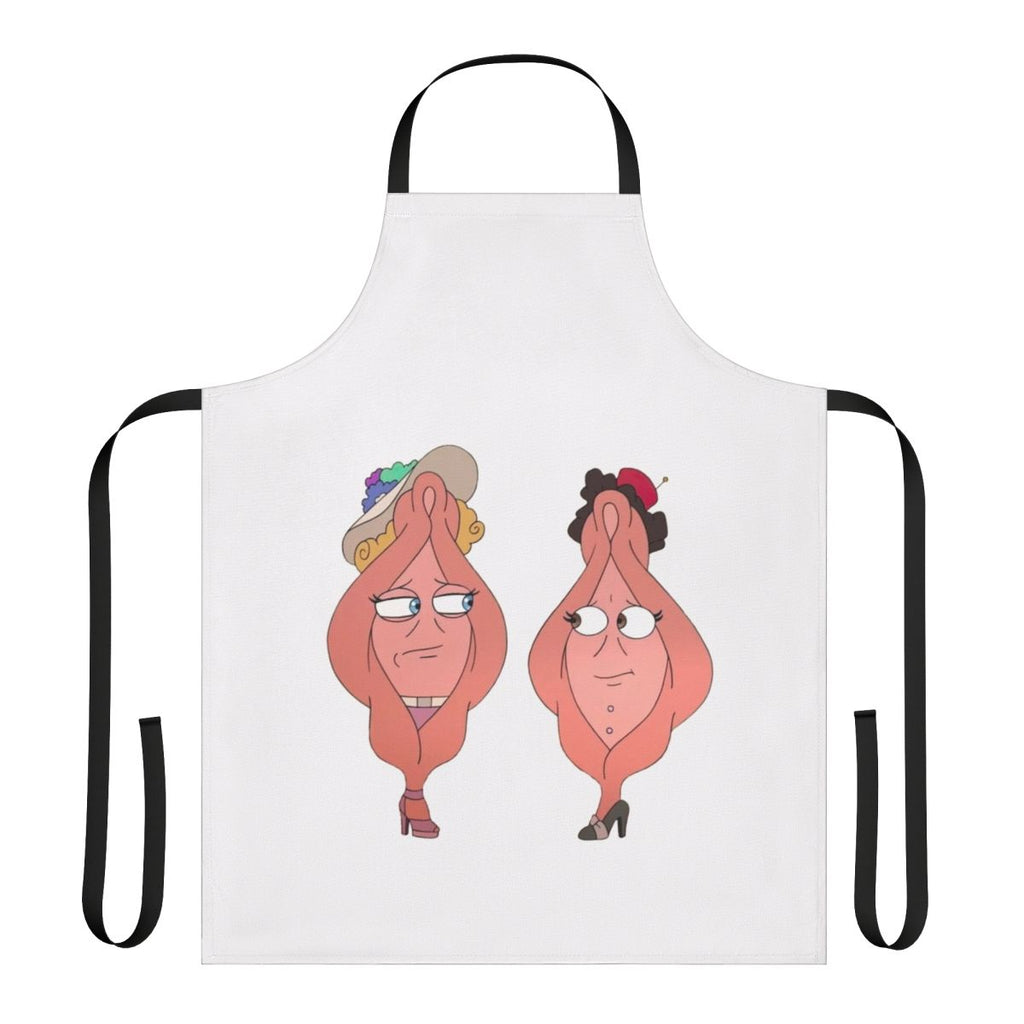 Funny "Big Mouth" inspired adult apron featuring a vagina design