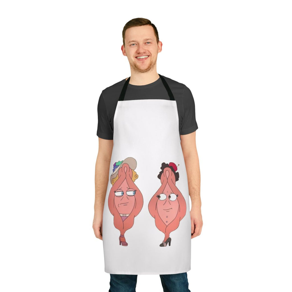 Funny "Big Mouth" inspired adult apron featuring a vagina design