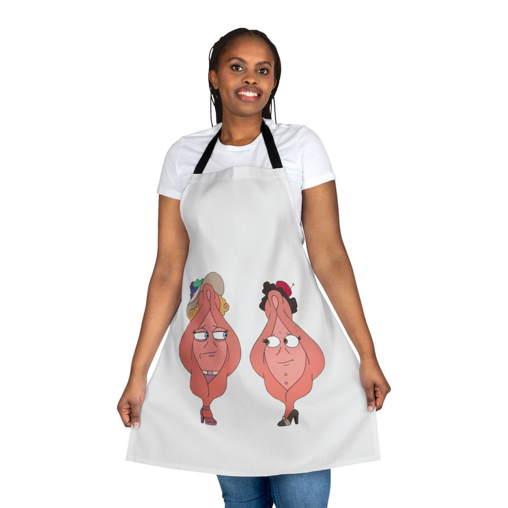 Funny "Big Mouth" inspired adult apron featuring a vagina design