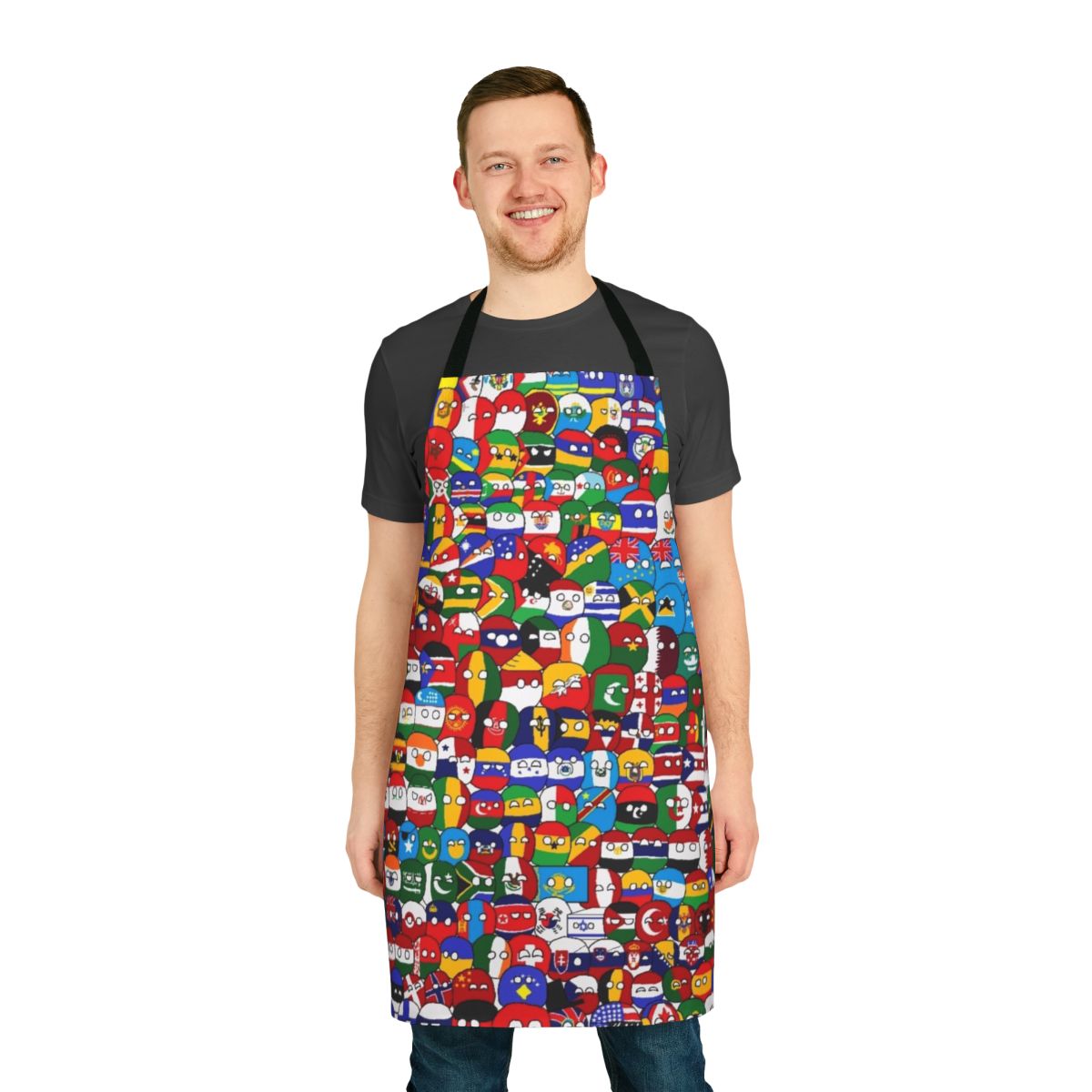 Colorful apron featuring the iconic polandball globe design