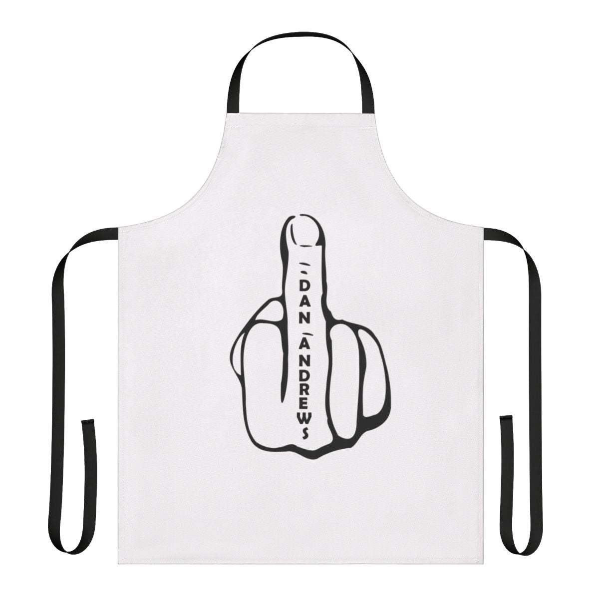 Dan Andrews inspired apron with a humorous design