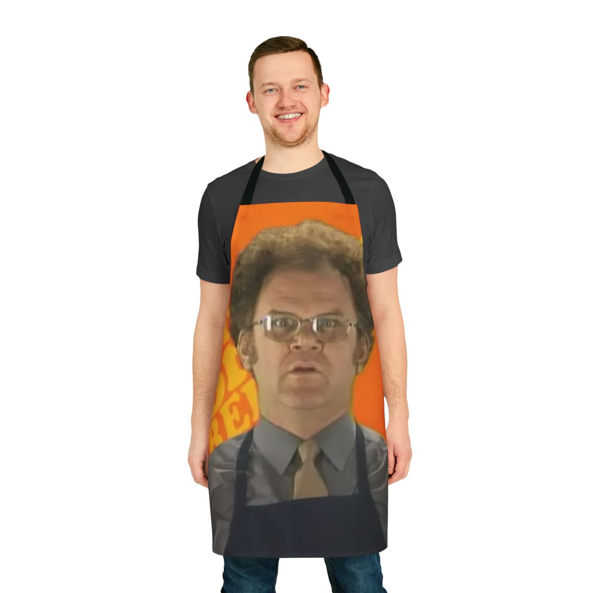 Dr. Steve Brule-themed apron with comedy and parody design