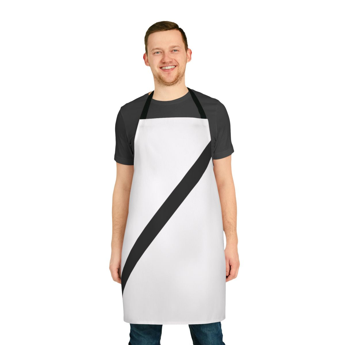 Driver wearing a safety belt apron to avoid traffic fines