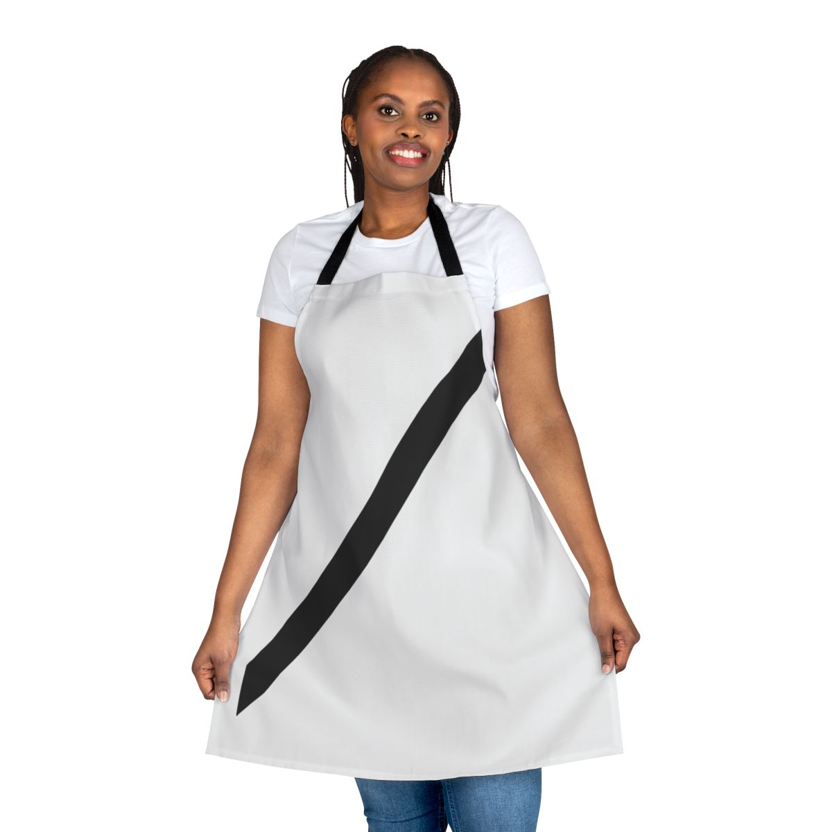 Driver wearing a safety belt apron to avoid traffic fines