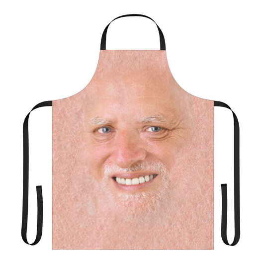 Apron featuring the "Hide the Pain Harold" meme character