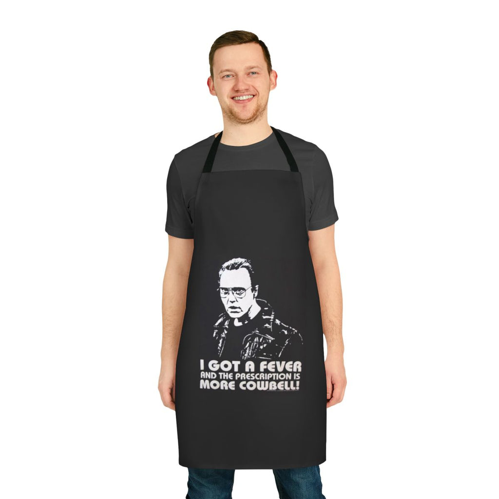"I Got A Fever" themed apron with comical stick figure design