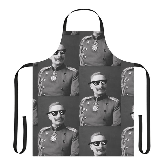 A funny apron featuring a caricature of Kaiser Wilhelm II with the text "Deal With It".