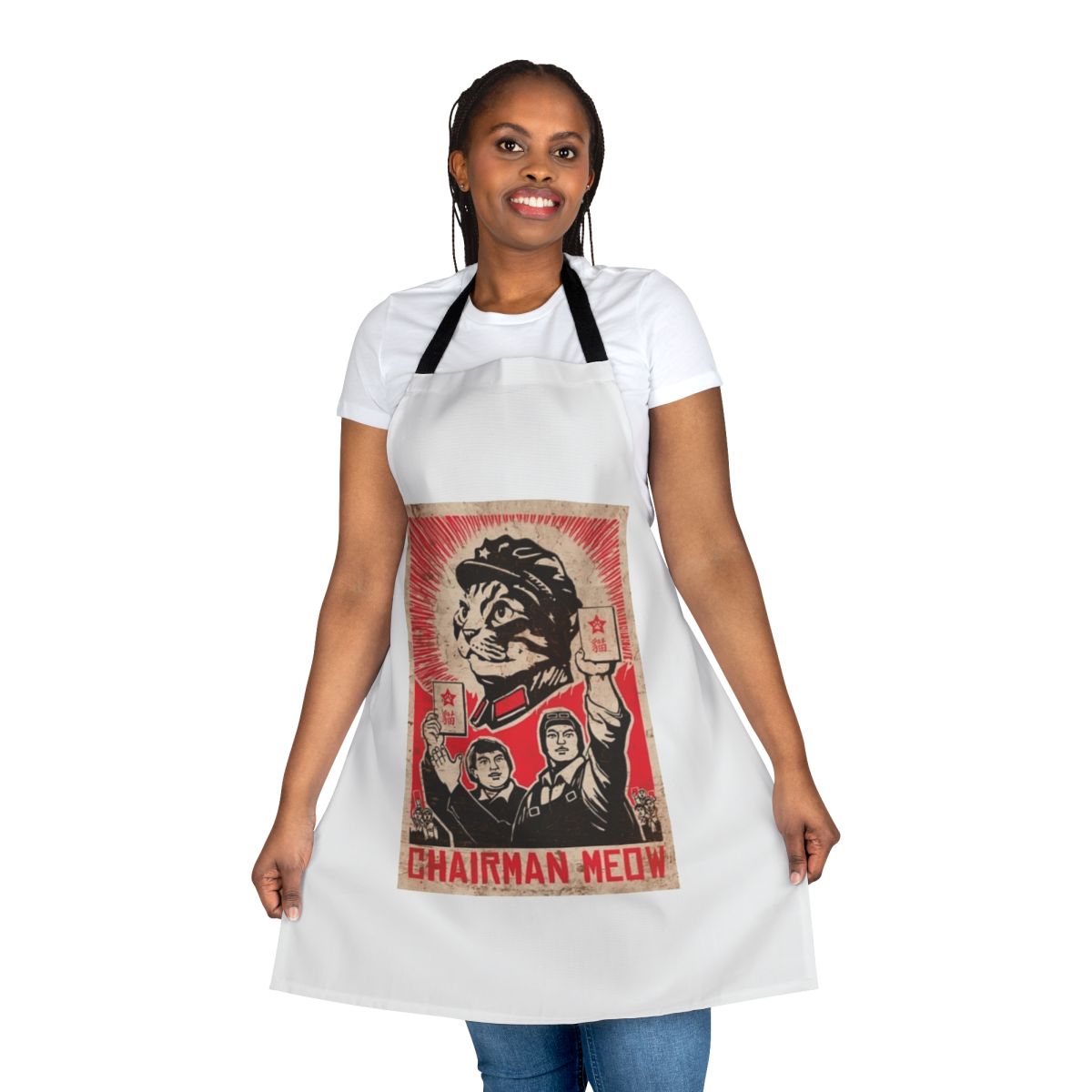 Meow Mao China Cat Meme Apron featuring a playful, meme-inspired design