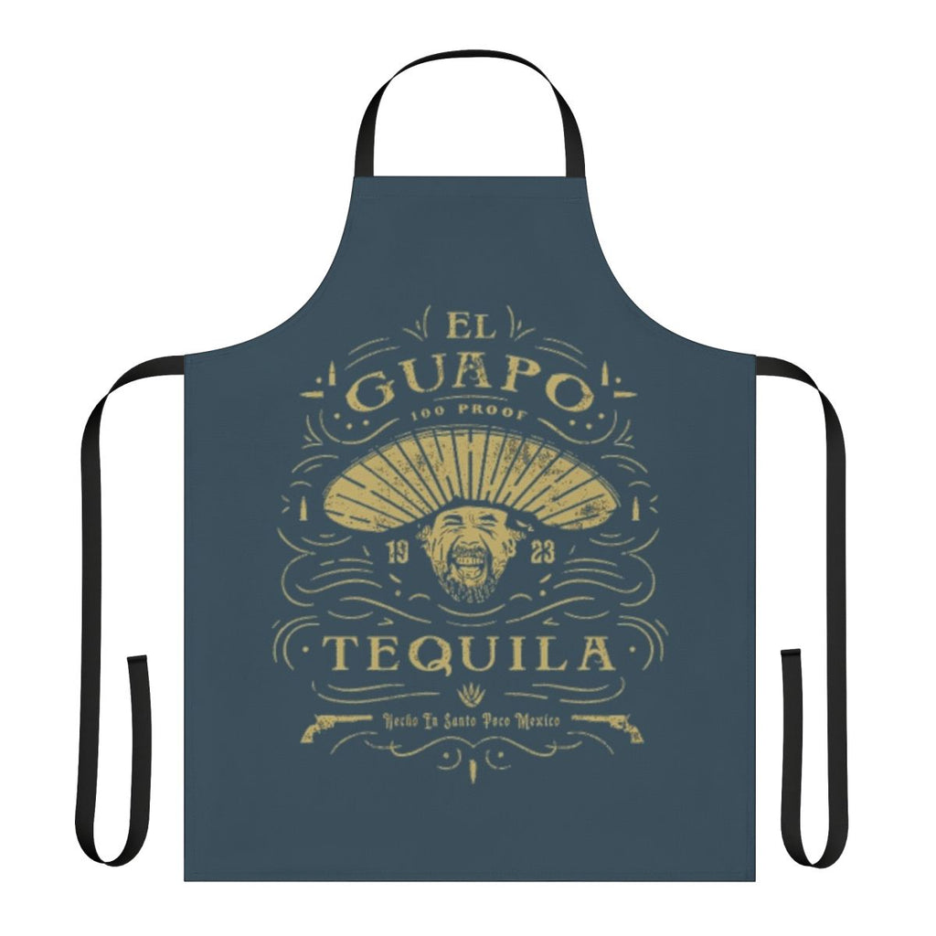 Vibrant Mexican-themed apron with 'El Guapo Tequila' design, inspired by the classic comedy film The Three Amigos