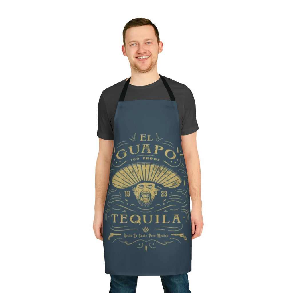 Vibrant Mexican-themed apron with 'El Guapo Tequila' design, inspired by the classic comedy film The Three Amigos