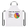 Humorous apron featuring "Never Gonna Give You Up" inspired design
