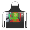 Playful No No Square apron with green and red design