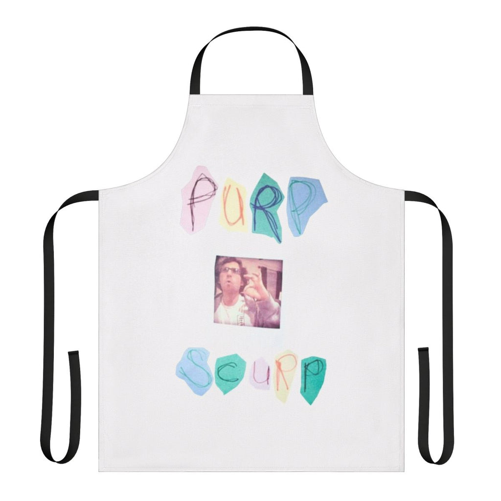 Purp Scurp-inspired funny apron with cannabis and meme motifs