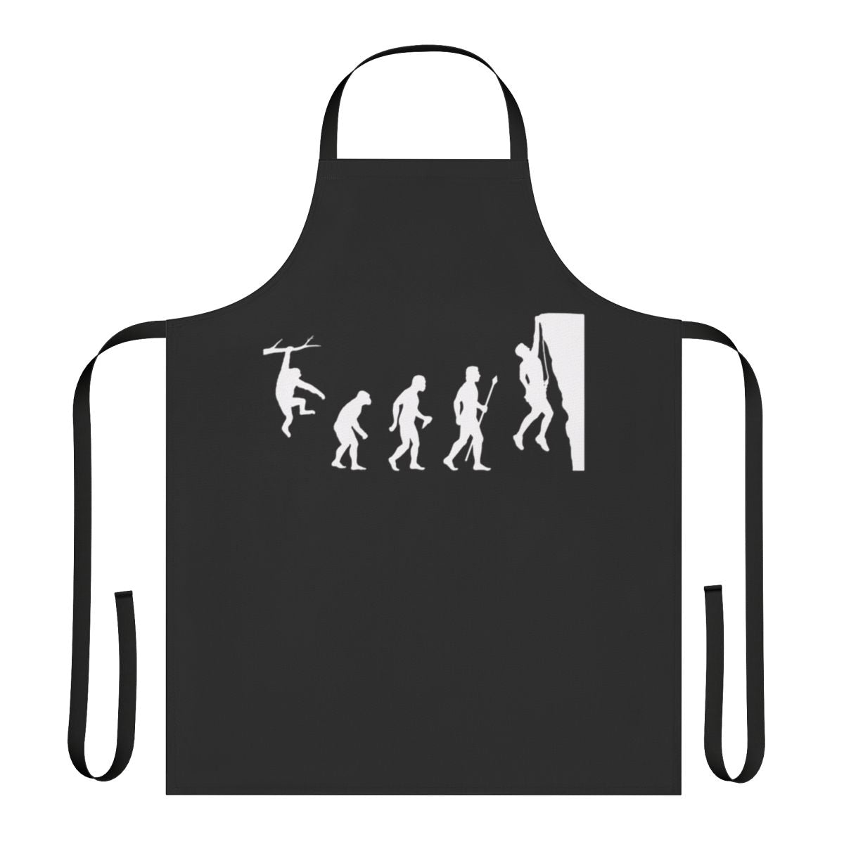 Apron featuring a humorous rock climbing evolution graphic design