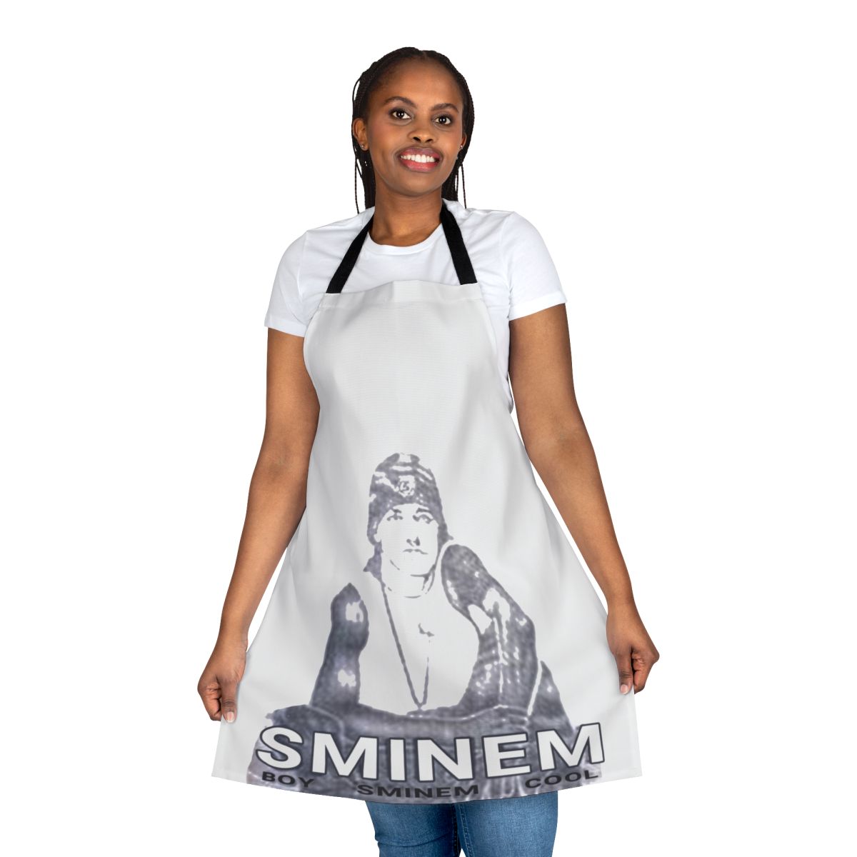 Sminem-inspired novelty apron featuring a playful, dank meme design
