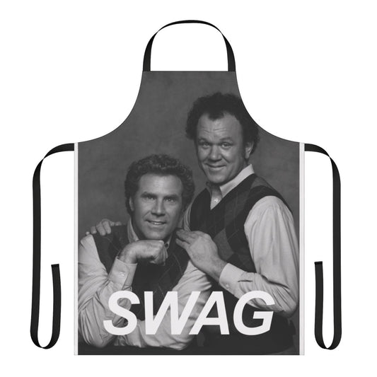 Step Brothers inspired comedy apron with a black and white portrait design