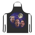 An apron featuring a parody design of the "Three Wolf Moon" meme, with the face of actor Nicolas Cage substituted for the wolves.