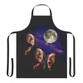 A pop culture inspired apron featuring a mash-up design of Tommy Wiseau and the classic Three Wolf Moon meme