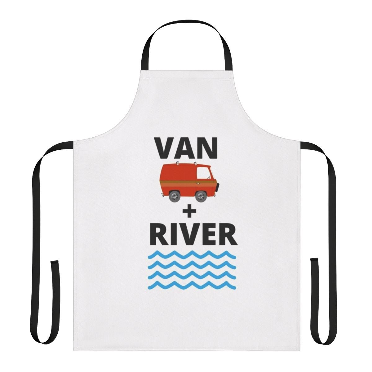 Funny apron with "Van Down By The River" design inspired by the classic Chris Farley SNL character.