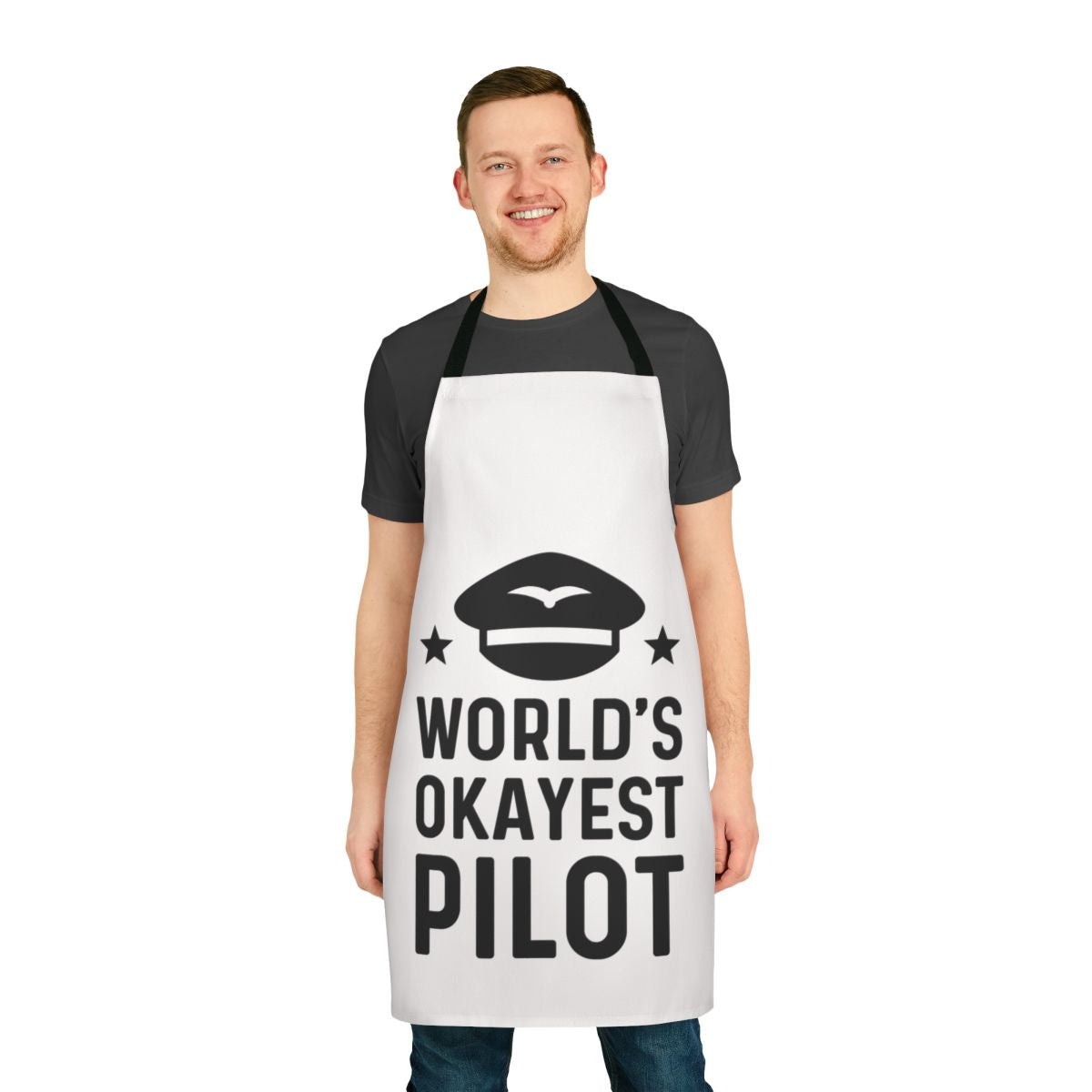 Worlds Okayest Apron featuring a playful and humorous design for engineers and other professionals.