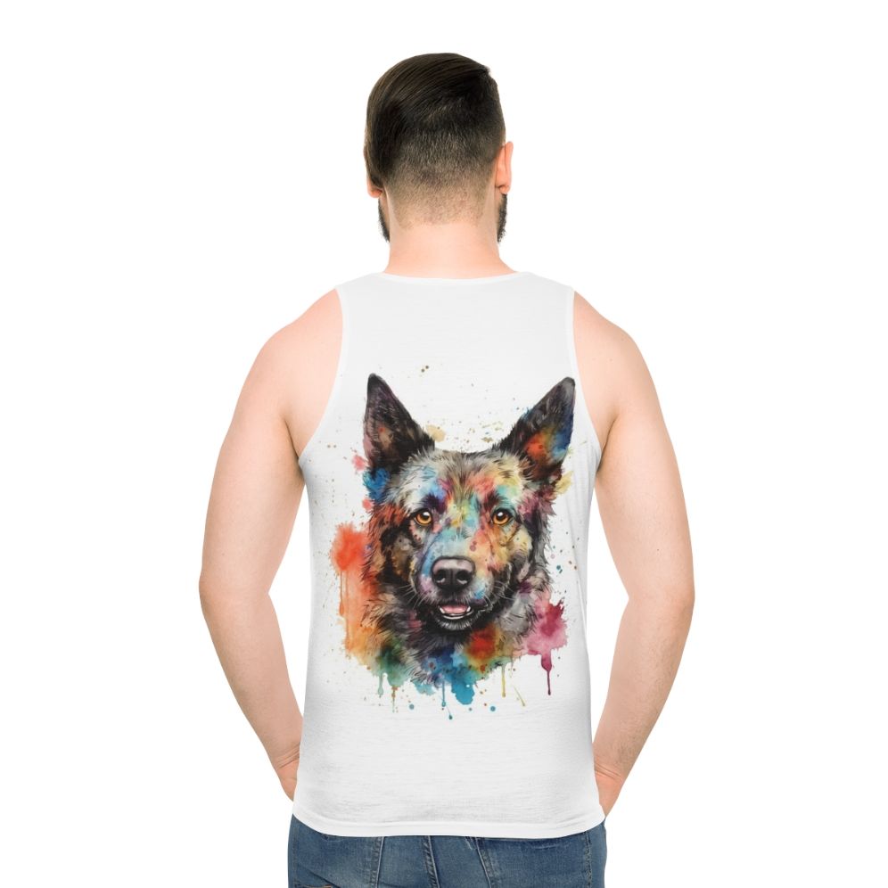 Hungarian Mudi dog watercolor painting on unisex tank top
