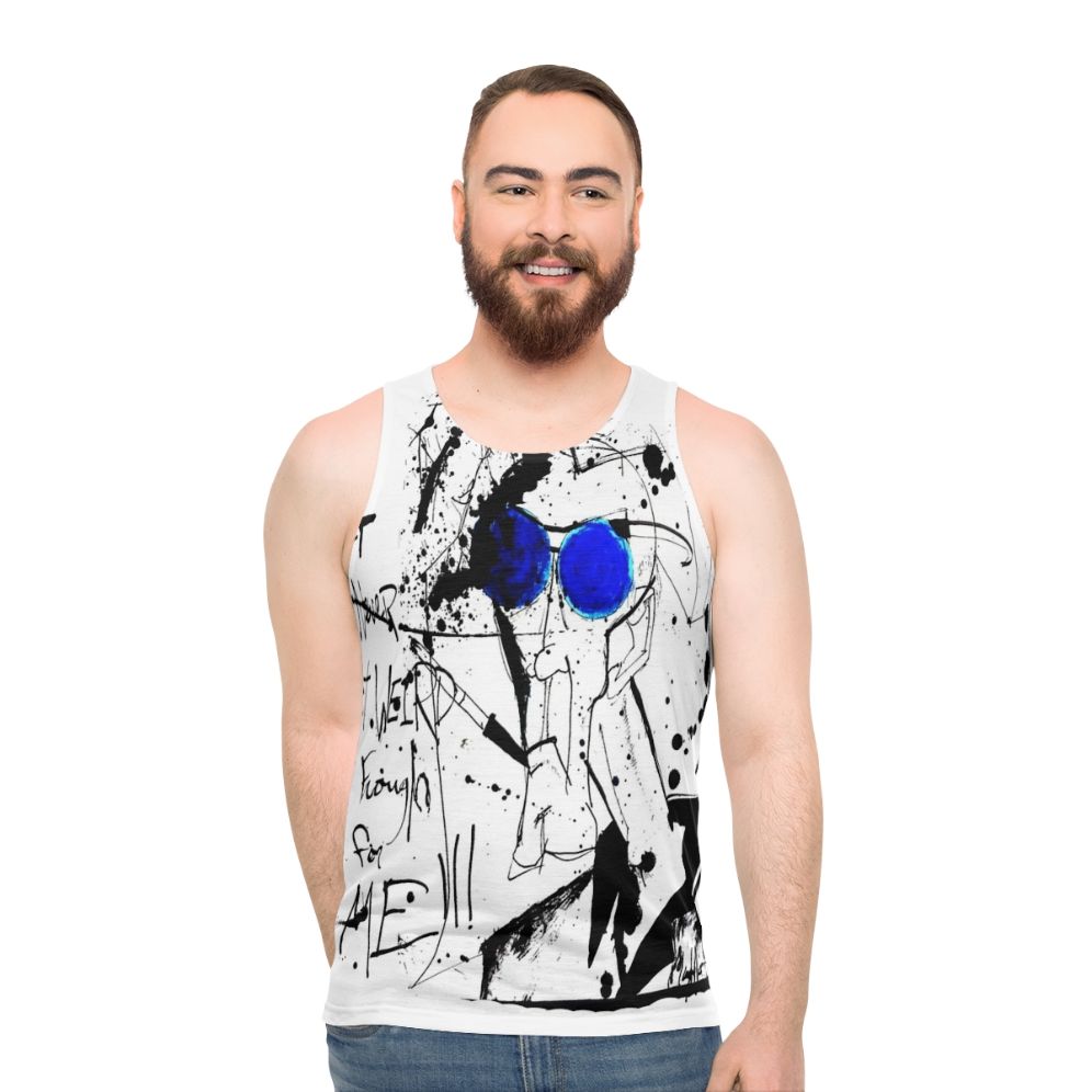 Hunter S. Thompson Gonzo Unisex Tank Top with Ink Splatter Design
