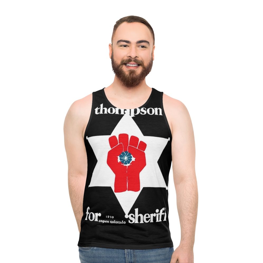 Hunter S. Thompson unisex tank top with psychedelic design