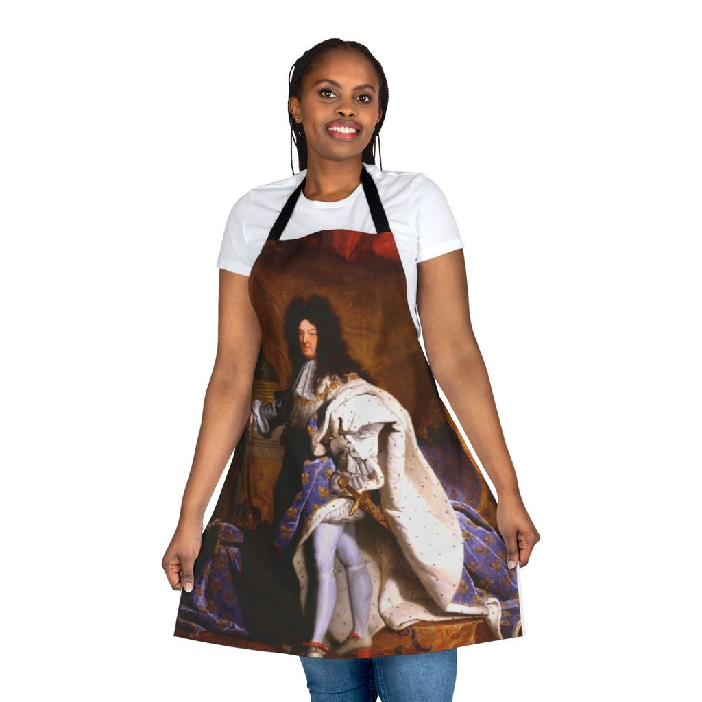 Hyacinth Rigaud inspired apron featuring a painting of French King Louis XIV, the Sun King