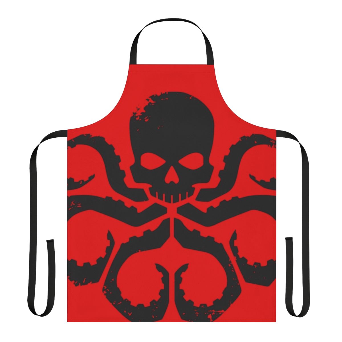 Hydra-inspired black apron with superhero logo design