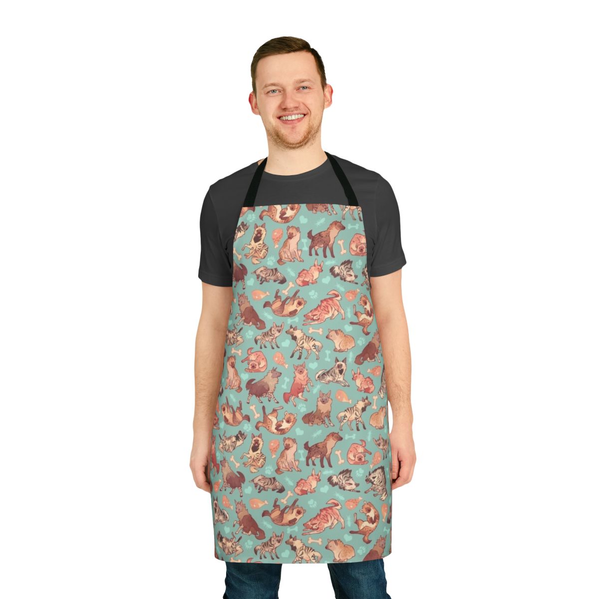 Hyena-patterned apron with a nature-inspired design