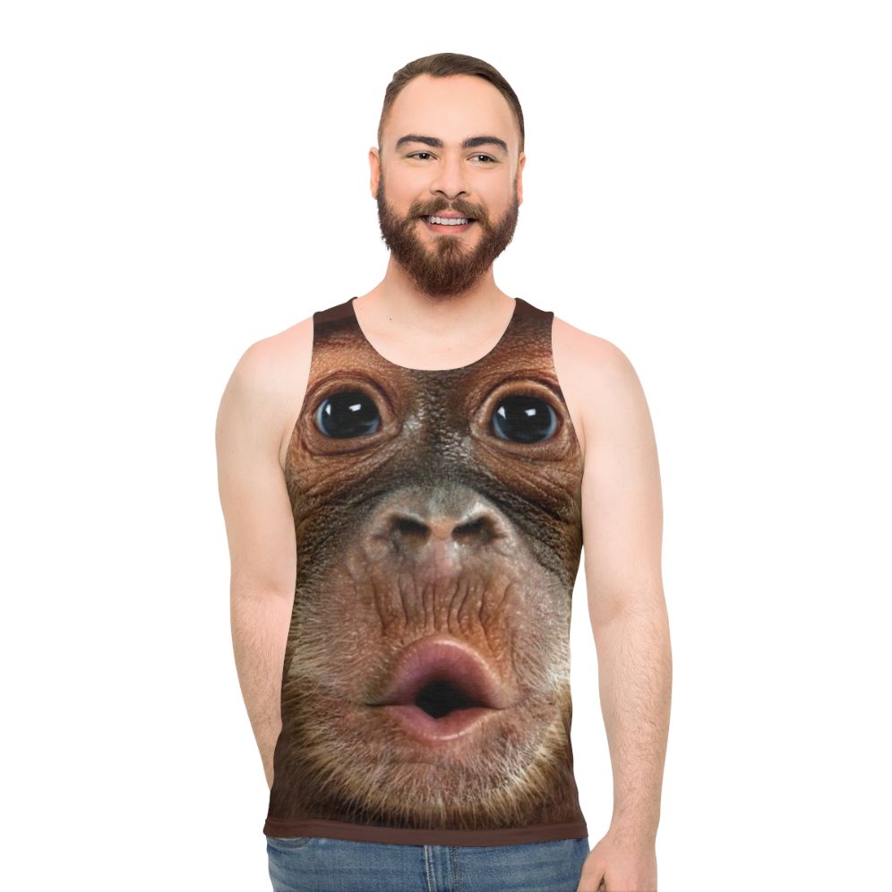 Hyper-realistic graffiti-style chimpanzee print on unisex tank top