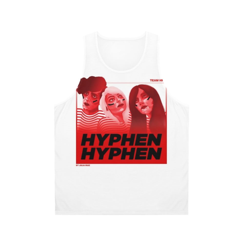 Unisex music tank top featuring Hyphen Hyphen band illustration