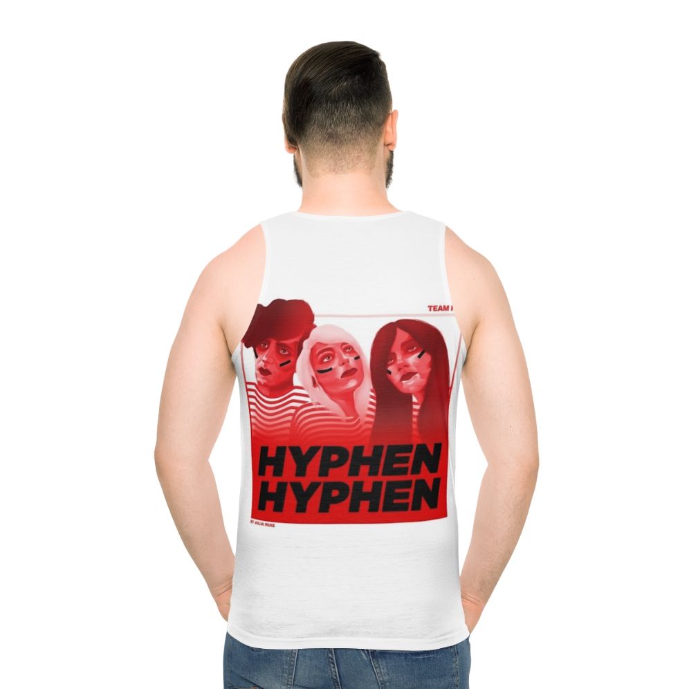 Unisex music tank top featuring Hyphen Hyphen band illustration