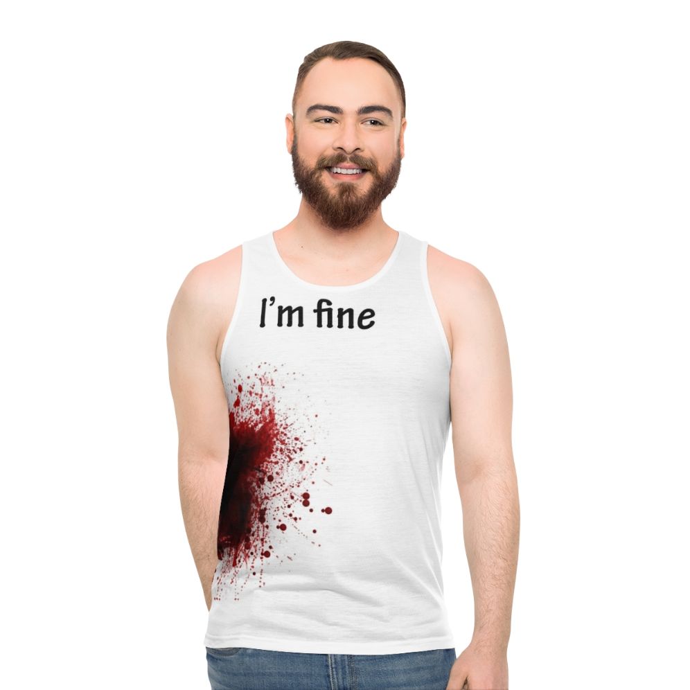 "I Am Fine" unisex graphic tank top