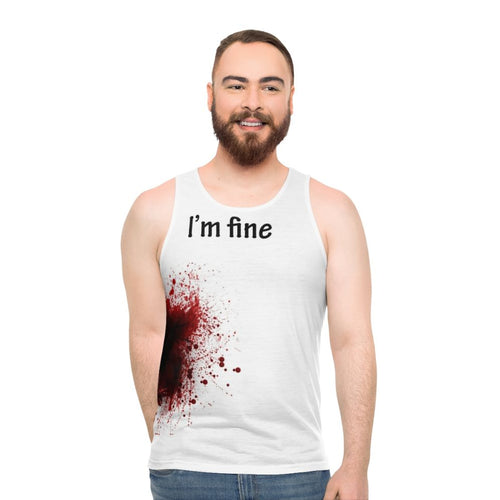 "I Am Fine" unisex graphic tank top