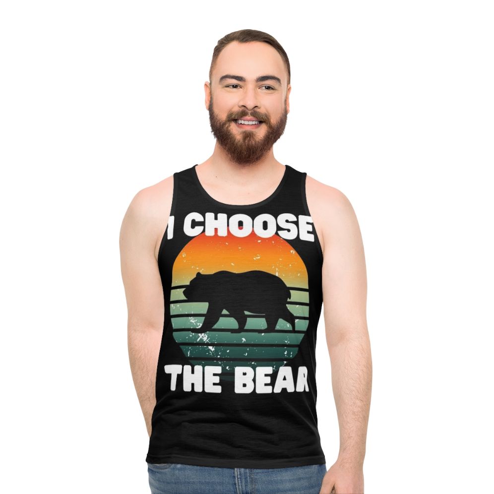 Unisex tank top with a bear graphic design