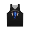 "I Know Who Killed Me" unisex tank top featuring a cult movie poster design