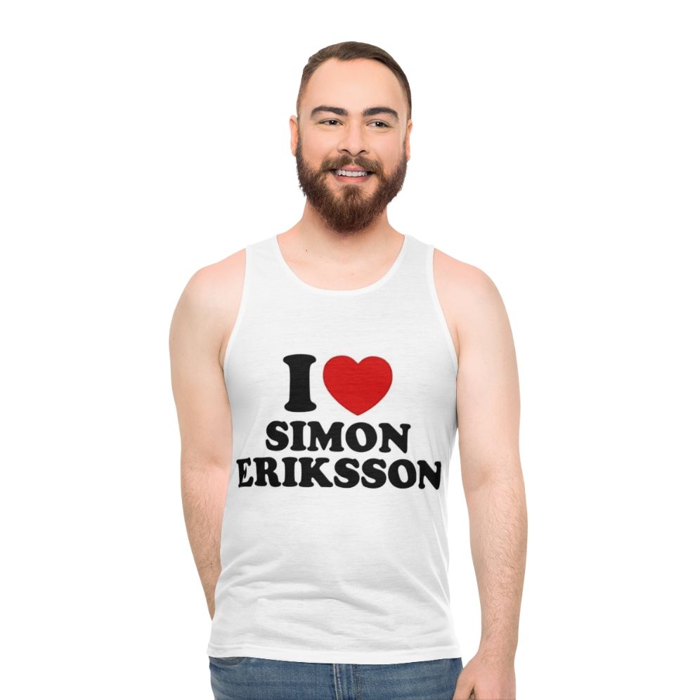 Unisex tank top with "I Love Simon Eriksson" design from Young Royals Netflix series