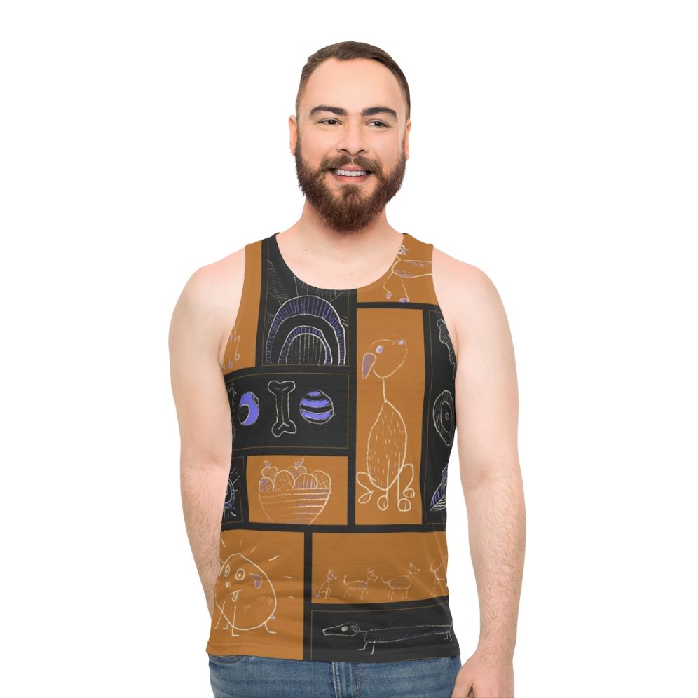 "I Ruff You" unisex tank top with dog and sketch design