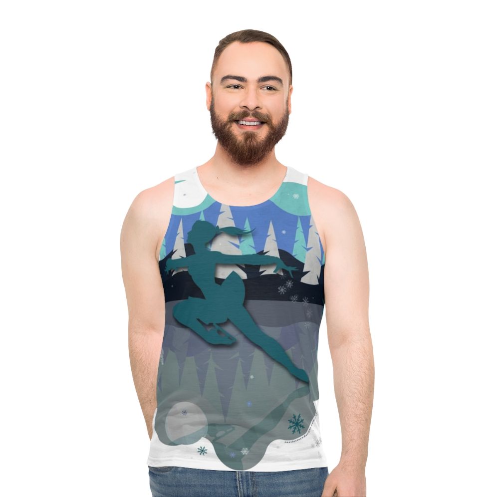Ice skater wearing unisex tank top
