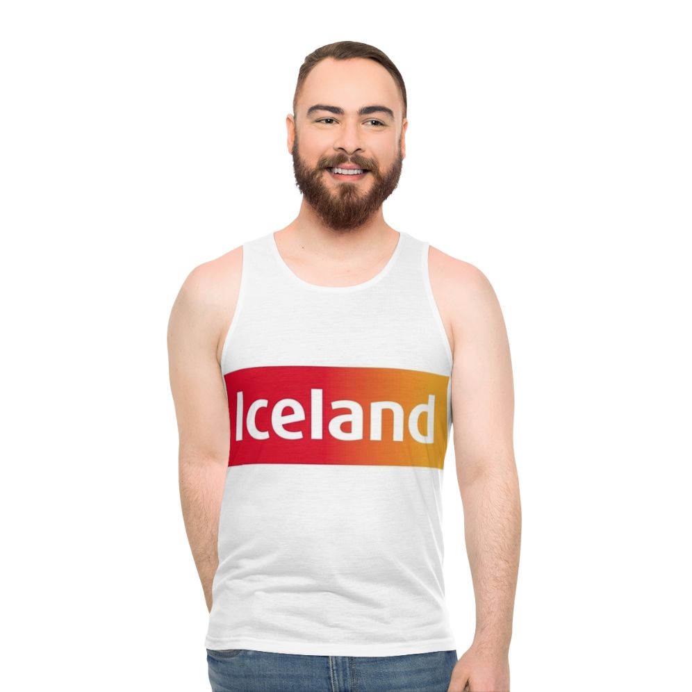 Model wearing Iceland Unisex Tank Top
