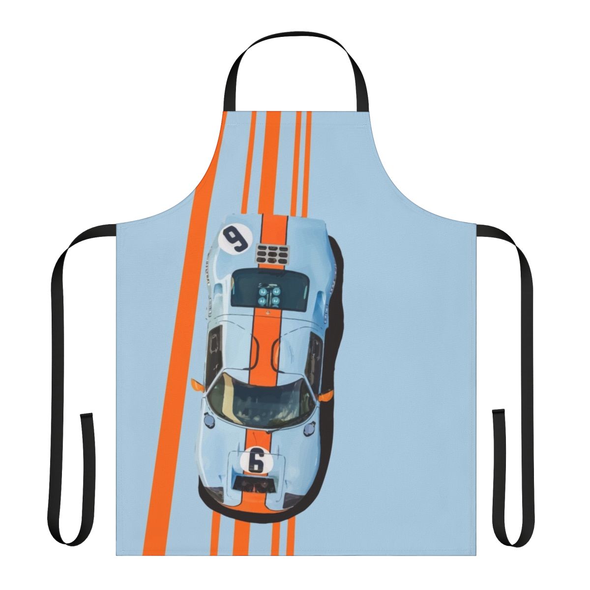 Vibrant blue and orange livery of the 1969 Ford GT40 Mk2 on a high-quality apron