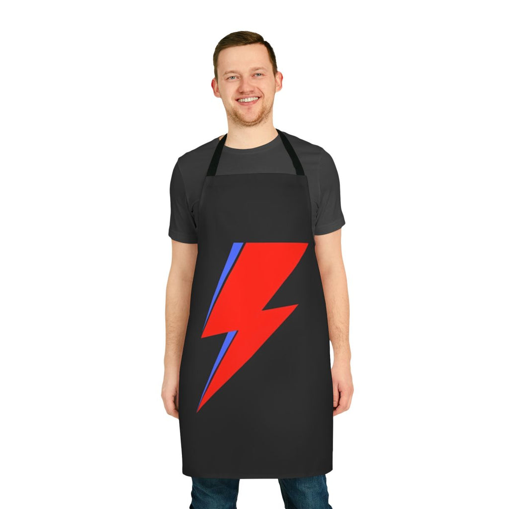 Aladdin Sane inspired apron featuring David Bowie's iconic lightning bolt design